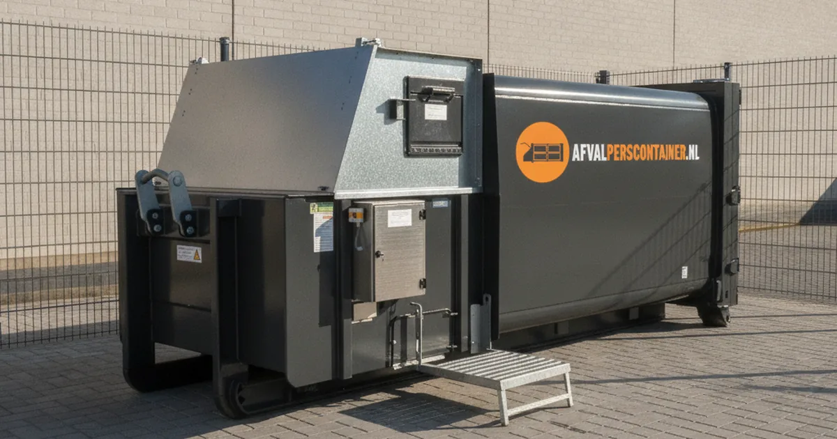 Perscontainer, minipers en zakkenpers naast elkaar
