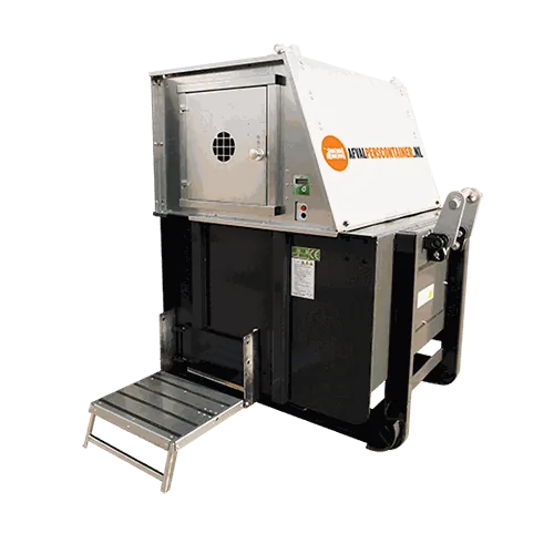 Perscontainer met loopdeur voor handmatige invoer